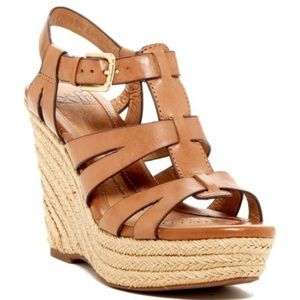 Sofft Tan Wedge Sandals Sz 8